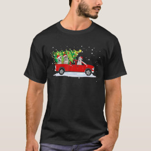 Siberian Husky Dog Love Red Pickup Truck Kerstmis T-shirt