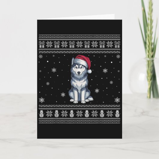 Siberian Husky Dog Lovers Men Women Santa Ugly Xma Kaart (Voorkant)