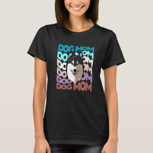 Siberian Husky Dog Mam Retro  Dog Mama T-shirt