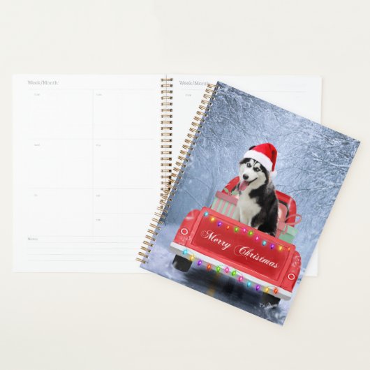 Siberian Husky Dog op sneeuw tijdens de kerstmis Planner (Display)