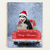 Siberian Husky Dog op sneeuw tijdens de kerstmis Planner (Voorkant)