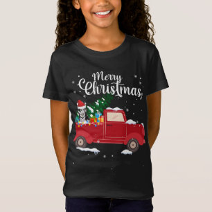 Siberian Husky Dog Riding Red Truck Kerstmis T-shirt