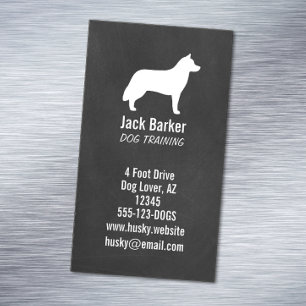 Siberian Husky Dog Silhouette Chalkboard Style Visitekaartje Magneet