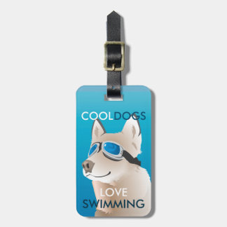 SIBERIAN HUSKY DOG - SKYDIVING DOG. HOUD UW COOL BAGAGELABEL
