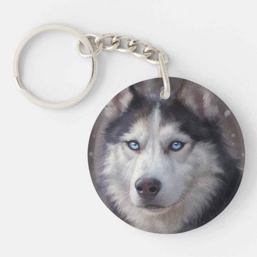 Siberian Husky Dog Sleutelhanger (Voorkant)