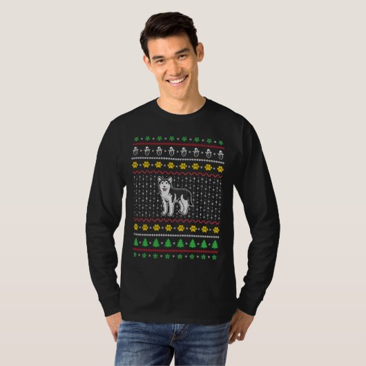 Siberian Husky Dog Ugly Kerstmis Siberian H T-shirt (Voorkant volledig)