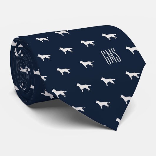 Siberian Husky Dogs Pattern Monogrammed Stropdas (Opgerold)