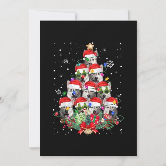 Siberian Husky Dogs Tree Christmas Pajama Xmas Dog Feestdagenkaart (Voorkant)