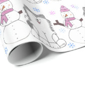 Siberian Husky en Snowman Cadeaupapier (Rol Hoek)