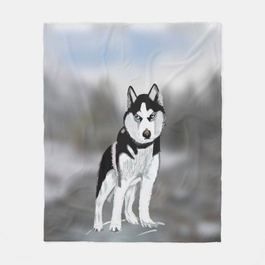 Siberian Husky Fleece Deken (Voorkant)