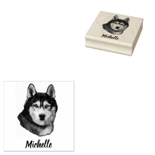 Siberian Husky Gepersonaliseerd Rubberstempel