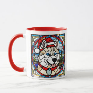 Siberian Husky Glas-in-lood mok. Mok