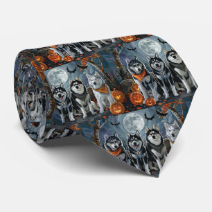 Siberian Husky Halloween Spel Halloween Stropdas