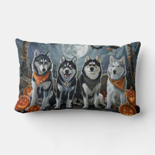 Siberian Husky Halloween Spelletjes Kussen