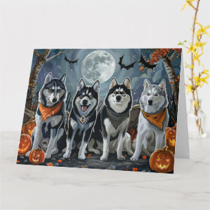Siberian Husky Halloween Spoken Kaart