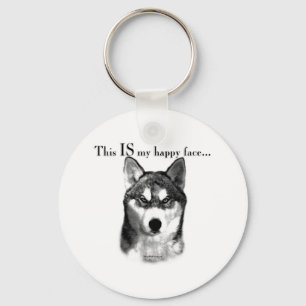 Siberian Husky Happy Face Sleutelhanger