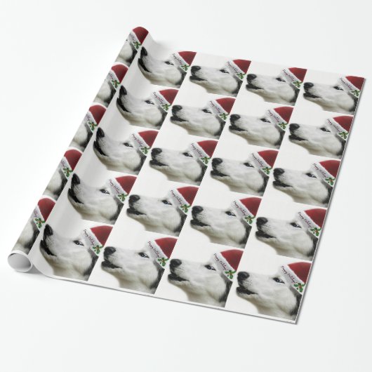 Siberian Husky Holiday Gift Wrap Cadeaupapier (Uitgerold)