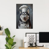 Siberian Husky In Chefs Hat Poster, Pet Poster (Bureau à domicile)