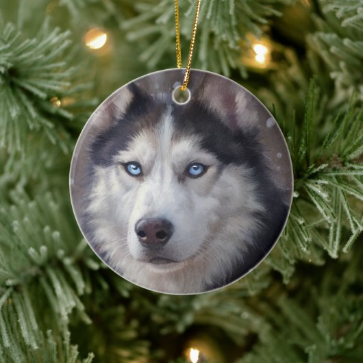Siberian Husky Keramisch Ornament (Boom)