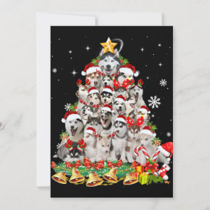 Siberian Husky kerstboom verlicht Funny Dog Feestdagenkaart