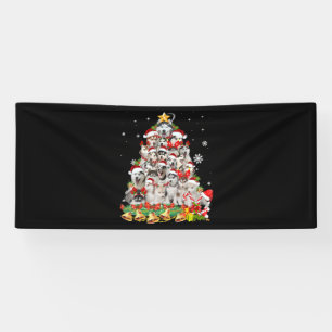 Siberian Husky kerstboom verlicht Funny Dog Spandoek