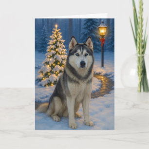 Siberian Husky Kerstkaart Feestdagen Kaart