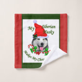 Siberian Husky Kerstmis Bad Handdoek (Wasdoekje)