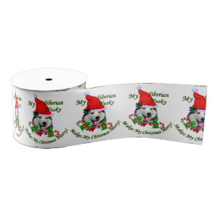 Siberian Husky Kerstmis Grosgrain Lint