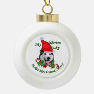 Siberian Husky Kerstmis Keramische Bal Ornament