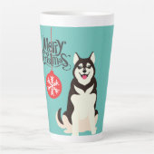 Siberian Husky Kerstmis Latte Mok (Voorkant)