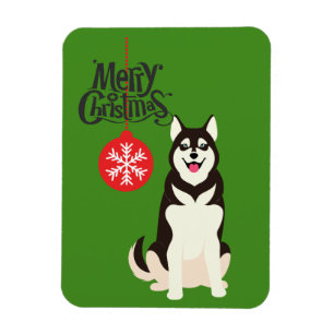 Siberian Husky Kerstmis Magneet