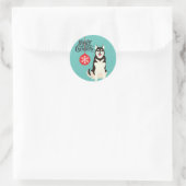 Siberian Husky Kerstmis Ronde Sticker (Tas)
