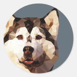 Siberian Husky Low Poly Art Ronde Sticker