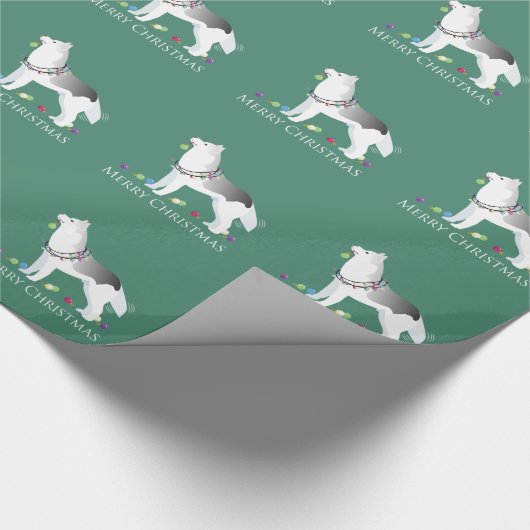 Siberian Husky Merry kerstdesign Cadeaupapier (Hoek)