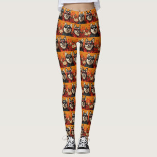 Siberian Husky met Hartrozen Valentijnsdag Leggings
