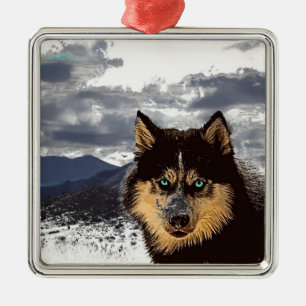 Siberian Husky Metal Ornament