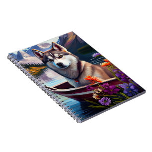 Siberian Husky op een peddel: Een Schilderachtig a Notitieboek