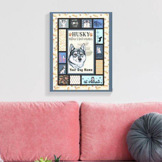 Siberian Husky Owner Lover Funny Keepomwille Quilt Canvas Afdruk (Insitu (Woonkamer))