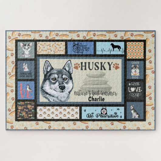 Siberian Husky Owner Lover Funny Keepomwille Quilt Legpuzzel (Horizontaal)