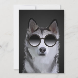 Siberian Husky Painting - Birthday Greeting Card  Feestdagenkaart