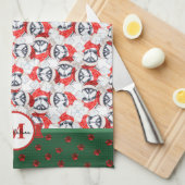 Siberian Husky Pattern Monogram Kerstmis Dog Theedoek (Quarter Fold)