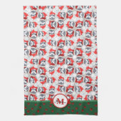 Siberian Husky Pattern Monogram Kerstmis Dog Theedoek (Verticaal)