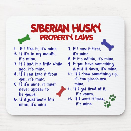 SIBERIAN HUSKY Property Laws 2 Muismat (Voorkant)