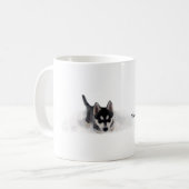 Siberian Husky Puppie with lights Koffiemok (Voorkant links)