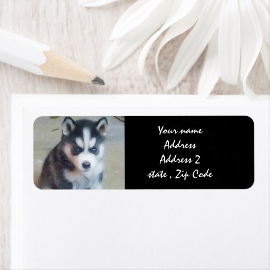 Siberian Husky Puppy Adresetiketten Etiket (Insitu)