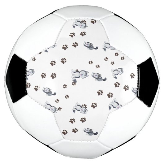 Siberian Husky Puppy Dog Pet Paw Prints Tracks Dog Voetbal (Gedraaid)