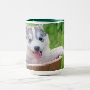 Siberian Husky Puppy in een pot Mok