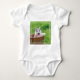Siberian Husky Puppy in een pot Romper