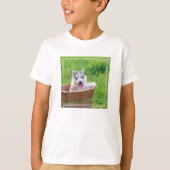 Siberian Husky Puppy in een pot T-shirt (Voorkant)