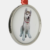 Siberian Husky Puppy Metalen Ornament (Rechts)